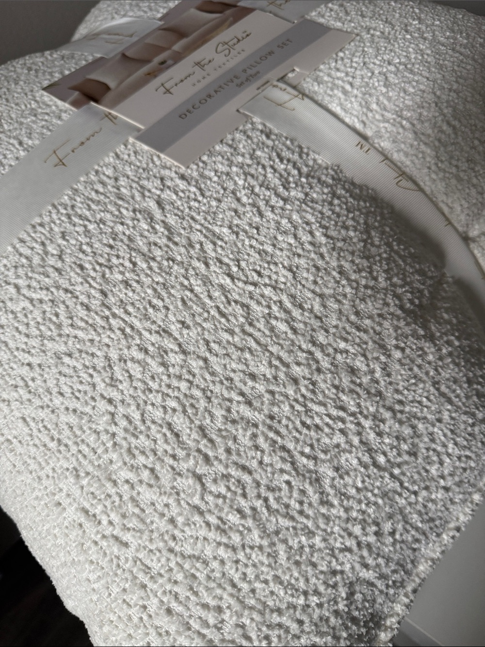 Decorative Bouclé Pillow Cover in White by Unknown